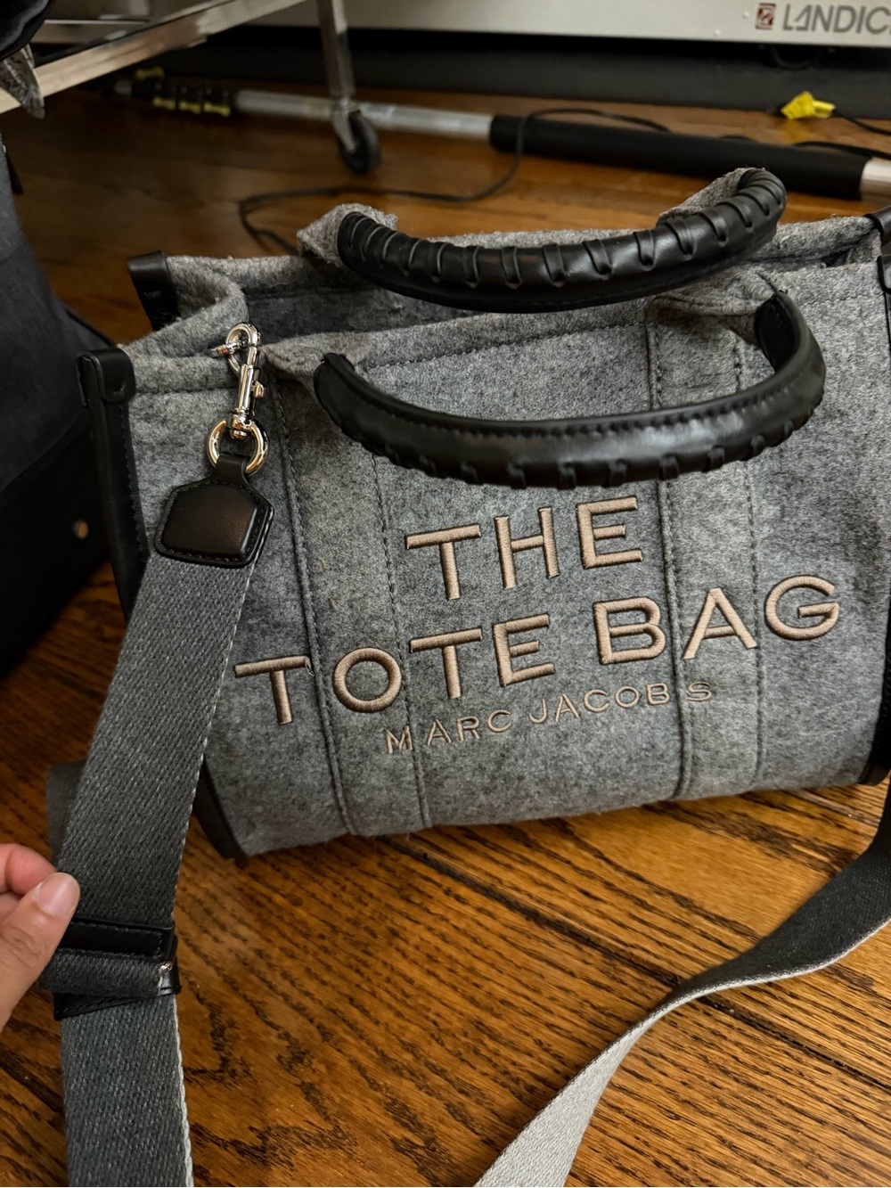 Marc Jacobs Gray Felt 'The Tote Bag' with Leather-wrapped Handles